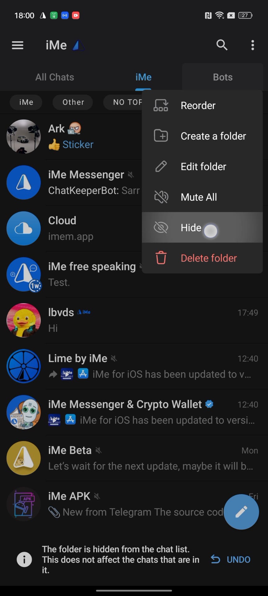 使用 iMe 提高您的工作效率和隱私：在 Telegram 上隱藏主題和資料夾
