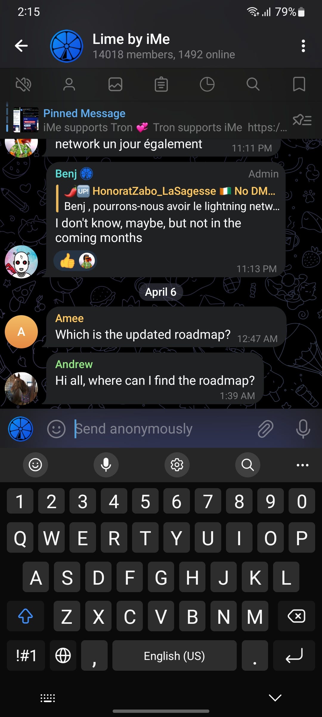 iMe Telegram 聊天的多回復功能