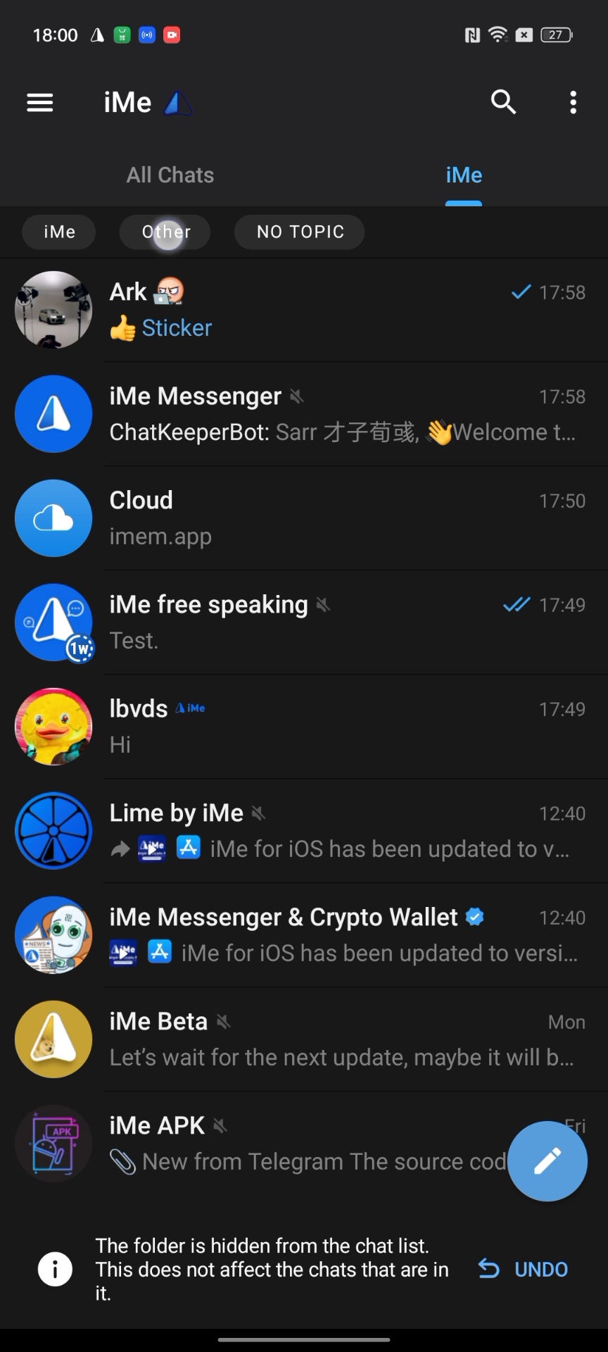 使用 iMe 提高您的工作效率和隱私：在 Telegram 上隱藏主題和資料夾